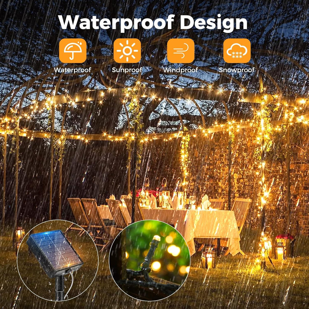 1 Pack Solar Christmas Lights Outdoor, 45Ft 120LED Solar String Lights outside Waterproof, 8 Modes Twinkle Tree Light Solar Powered for Xmas Garden Patio Yard Party Wedding Decor, Warm White