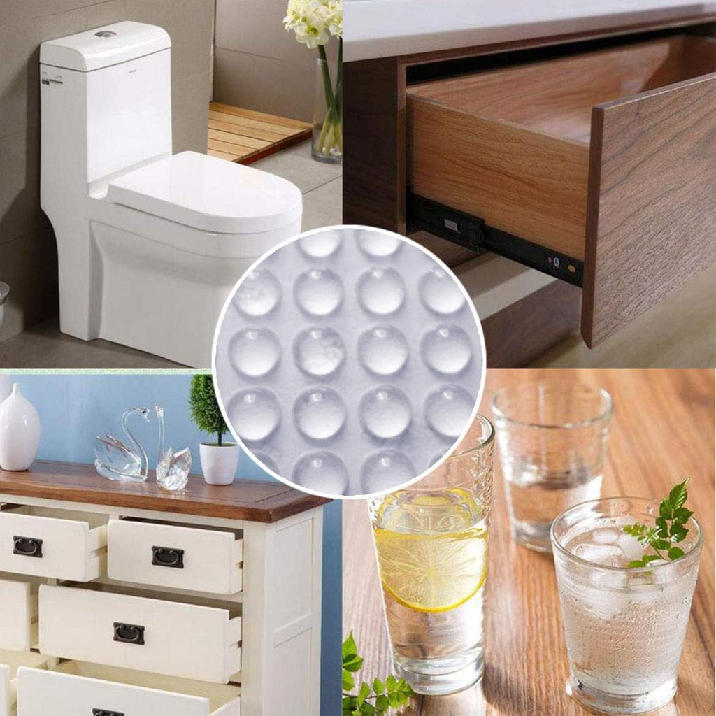 100Pcs Cabinet Door Bumper Rubber Pad 3/8" Diameter Sound Dampening Adhesive Transparent Rubber Pads Feet for Drawers Cutting Boards Small Furniture, Special Shape