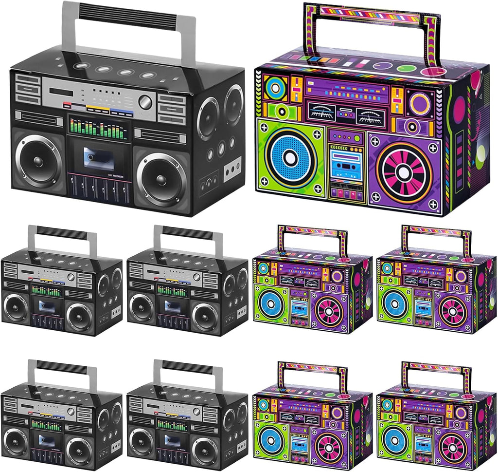 10PCS 80S Party Favor Boxes, Novelty Boom Box Candy Treat Boxes Gift Boxes for Retro Party Supplies Radio Decorations