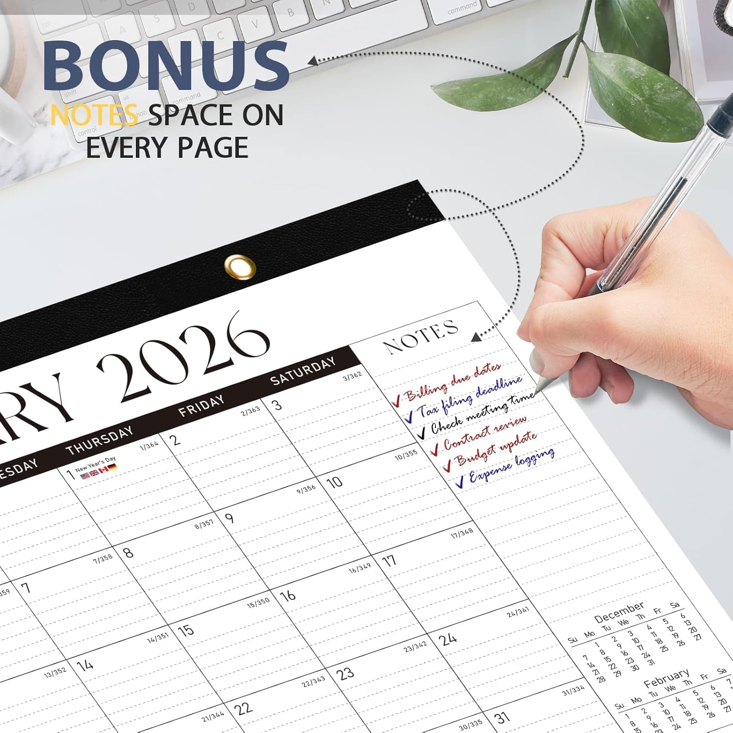 2026 Desk Calendar, Large Desktop/Wall Monthly Calendar (Jan. 2026 - Jun. 2027) 17'' X 12'' Personal Desk Planner for Teacher Family School Office Supplies