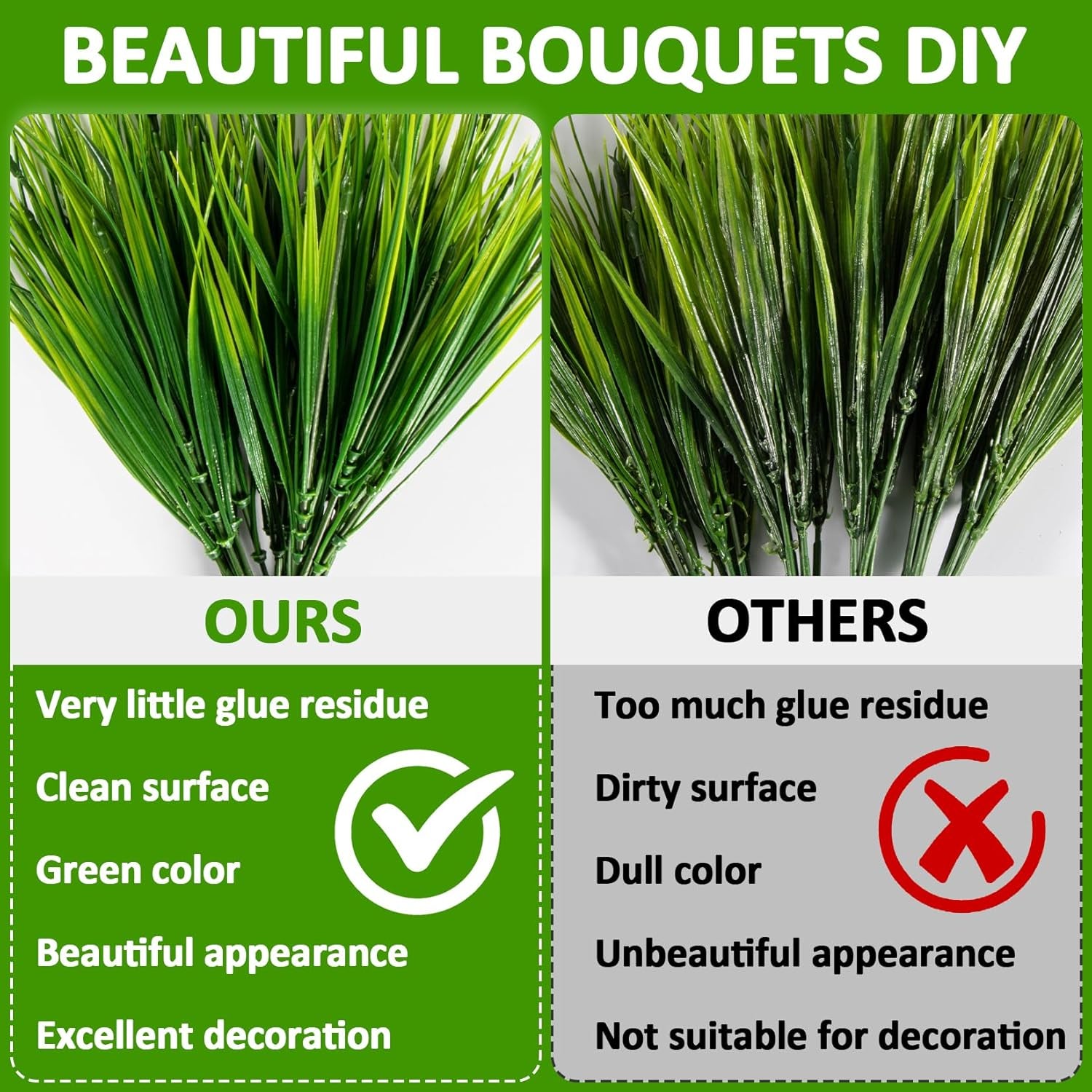 10 Artificial Grass Plant Outdoors - Faux Fake Wheat Grass Decor UV Resistant Outdoor Plants Plastic outside Weed Plant Artificial Greenery for Porch Decorative