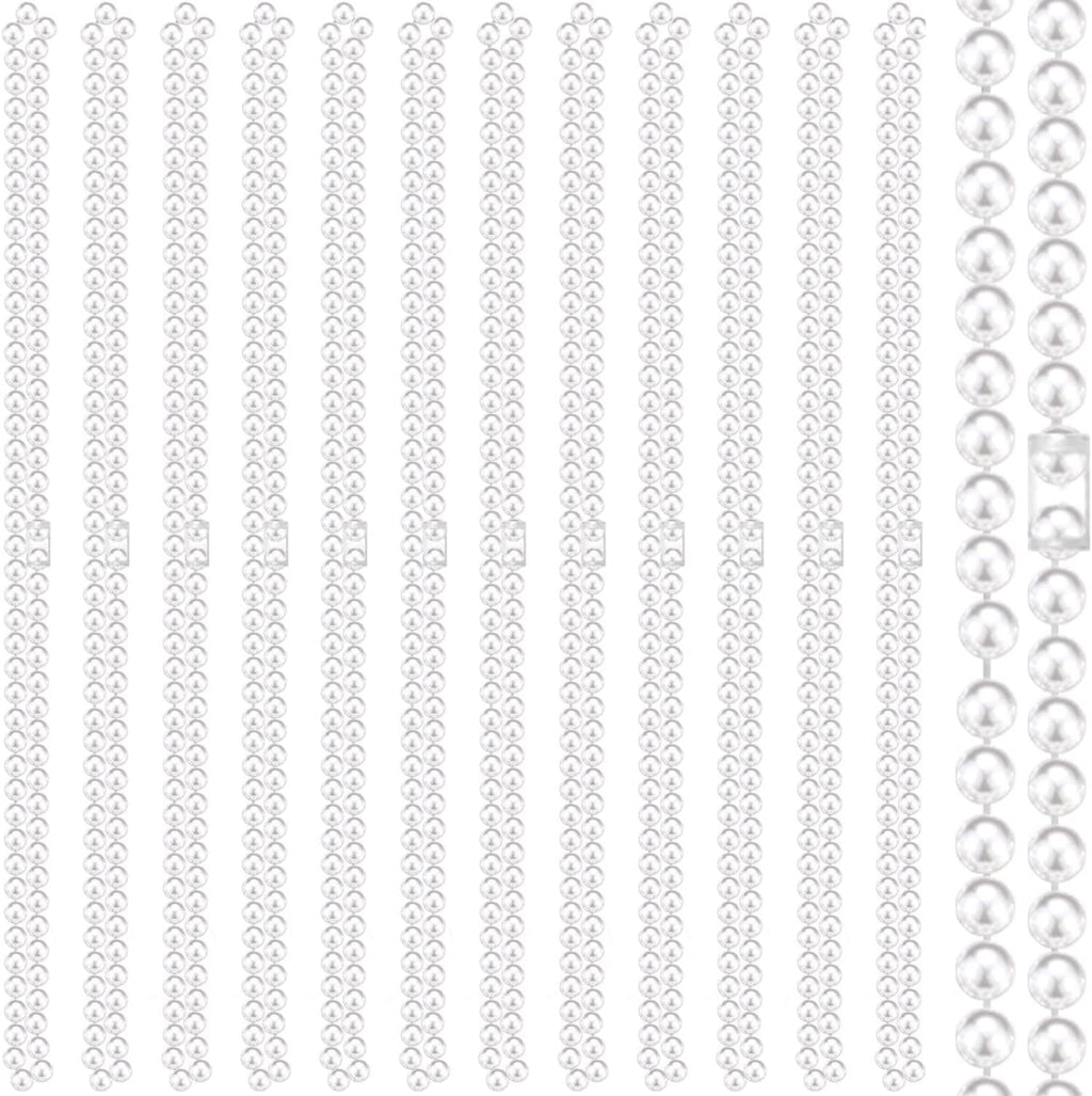 24 Faux Pearl Necklaces 6Mm White Beaded, 33 Inch Bulk Long Pearls Strand Costume Jewelry Flapper Bead Accessories Tea Party Favor Wedding Decoration