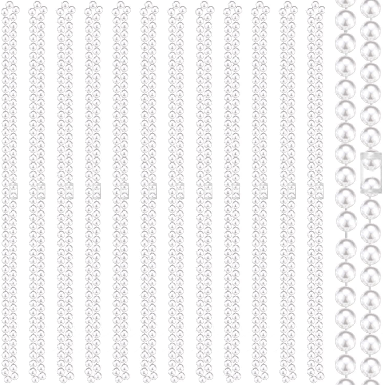 24 Faux Pearl Necklaces 6Mm White Beaded, 33 Inch Bulk Long Pearls Strand Costume Jewelry Flapper Bead Accessories Tea Party Favor Wedding Decoration