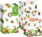 24PCS Luau Hawaii Party Favor Bags, 4.7"X3.1"X8.7" Aloha Paper Gift Bags with Stickers for Candy, Treats, Summer Tropical Hawaiian Parties