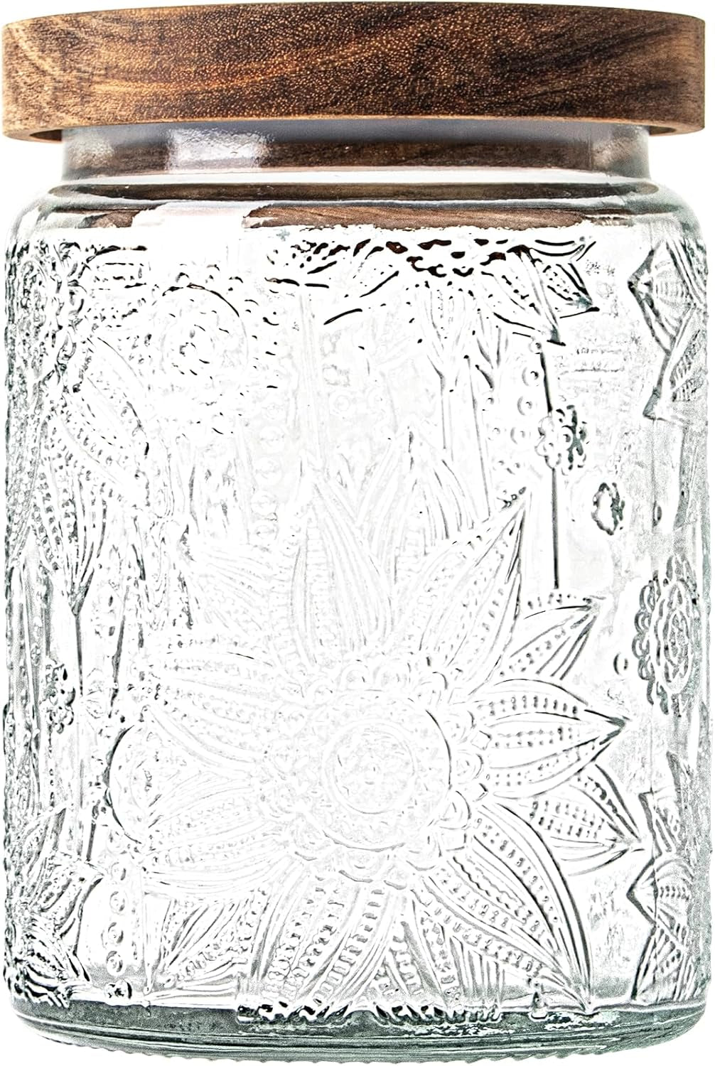 24Oz Glass Jar with Lid, Decorative, Cute, Glass Canister, Vintage Storage Jar for Sugar, Coffee, Tea, Spice, Flour, Candy, Cookie, Pasta, Cereal