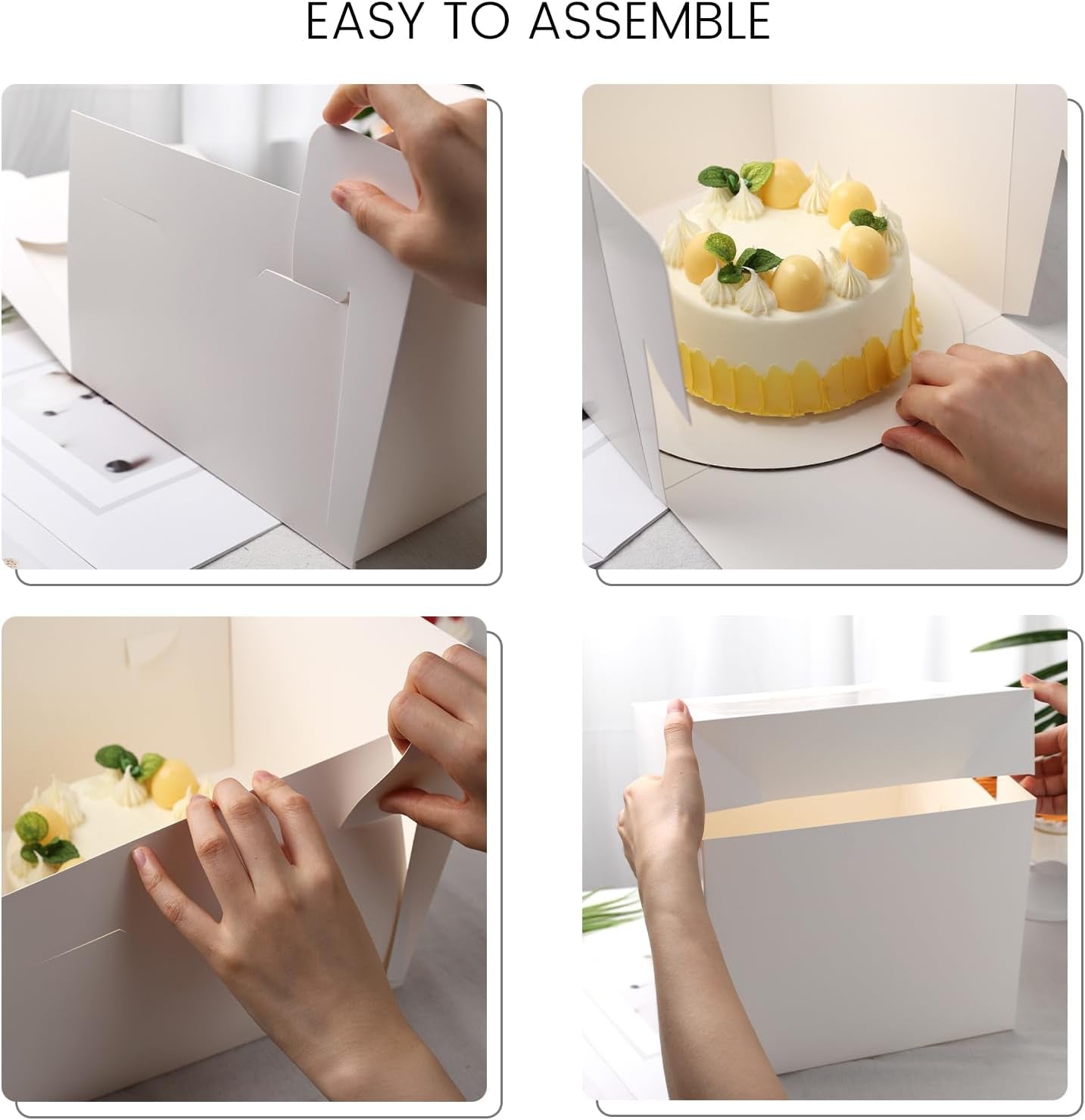 2 Pack Cake Boxes, 10X10X8 Inches Cake Containers with Window, White Bakery Boxes with Lids for Birthday Party Wedding