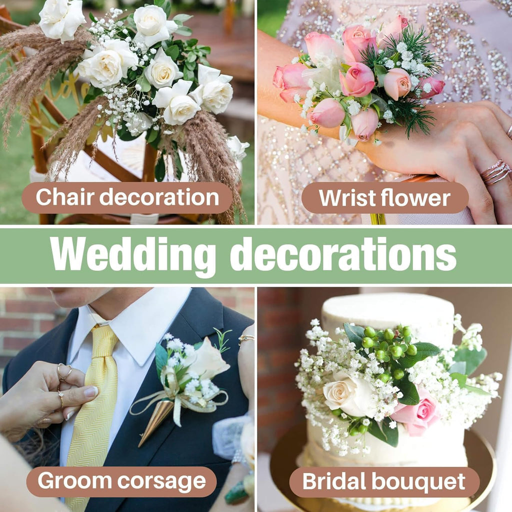 10 Baby Breath Artificial Flowers - 7.6" Babies Breath Flowers Artificial Faux Flowers Bouquet White Fores Greenery Real Touch Fake Flowers Arrangements Wedding Centerpieces Tables Decorations