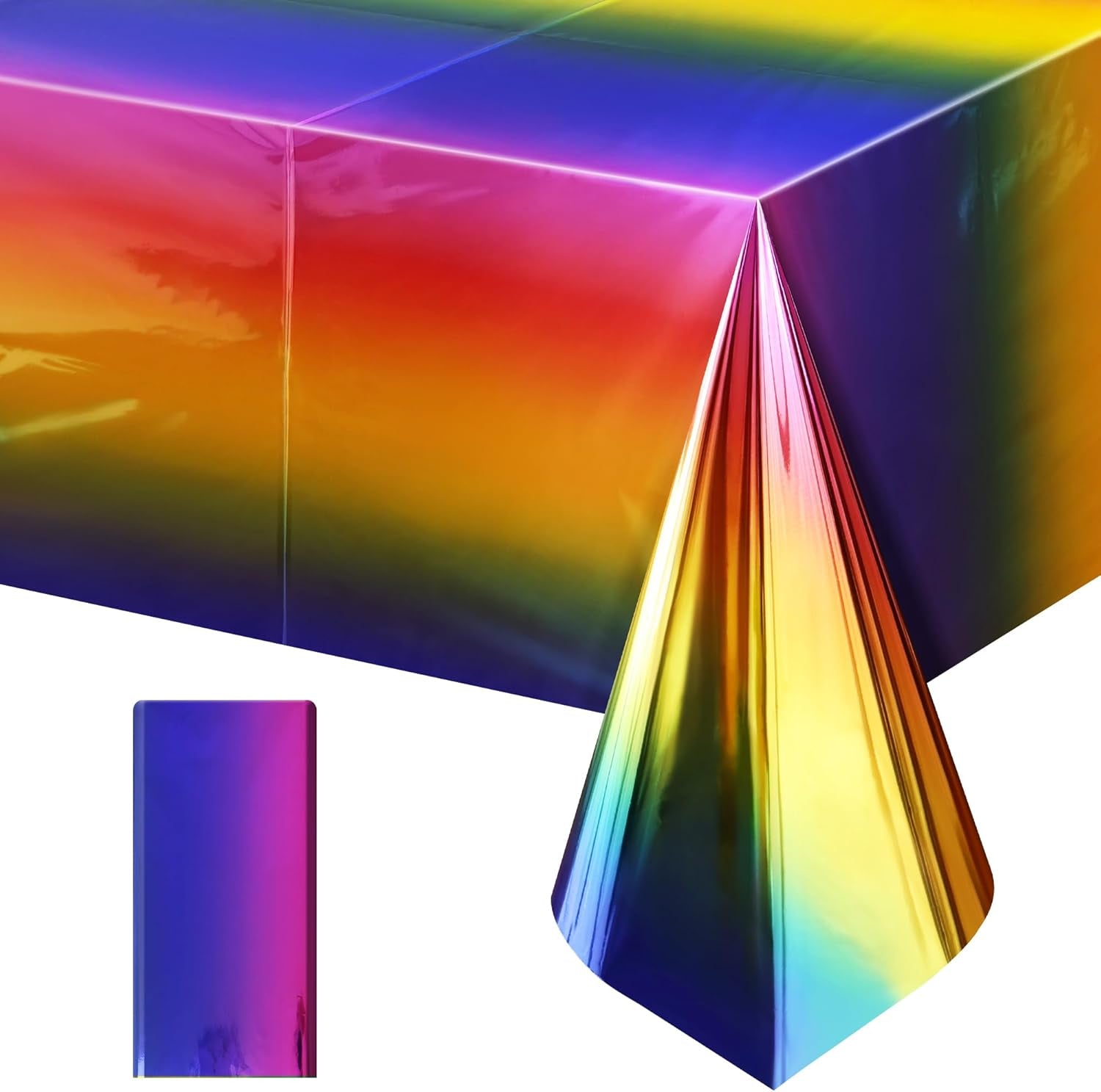 1 Pieces Tie Dye Rainbow Tablecloth, 54 X 72 Inch Plastic Table Cover, Colorful Tie-Dye Design, Disposable Party Decoration for Birthday, Pride, Wedding, Baby Shower, and Festivals