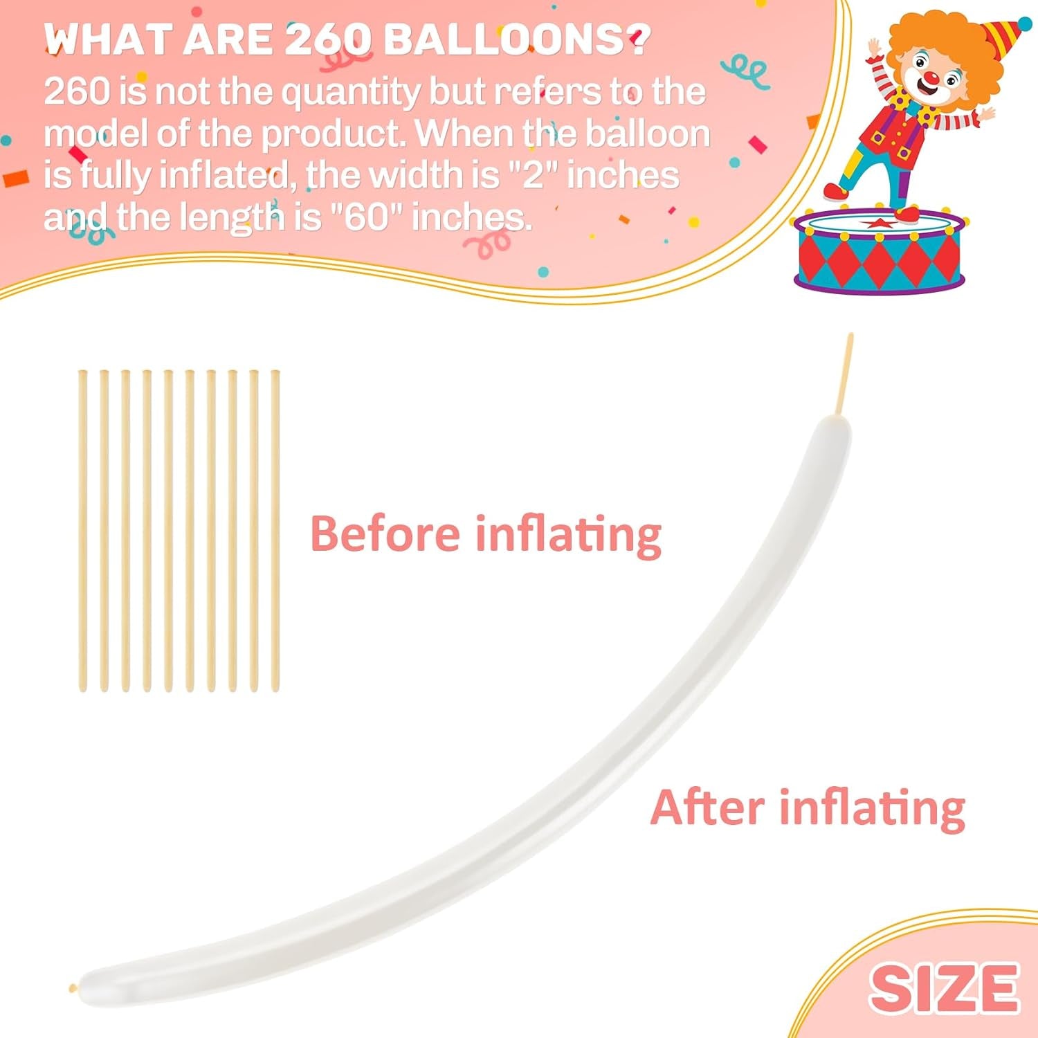 100PCS 260 Balloons Clear - Long Clear Balloon for Tying Balloon Arch Globos 260Q Transparentes Long Skinny Balloon for Animals Twisting Modeling Balloons Birthday Party Decoration