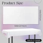 1 Piece White Rectangle Tablecloth, Thick & Durable Waterproof Plastic Table Cloth, 54X108 Inch Heavy-Duty Surface Protector, Stain Resistant Table Cover for Dining/Party/Buffet/Wedding