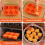 3 Pack Pumpkin Silicone Mold, 6-Cavity Pumpkin Cake Pan for Baking Muffin Cupcake Chocolate Halloween Thanksgiving Wax Melts Soap Making