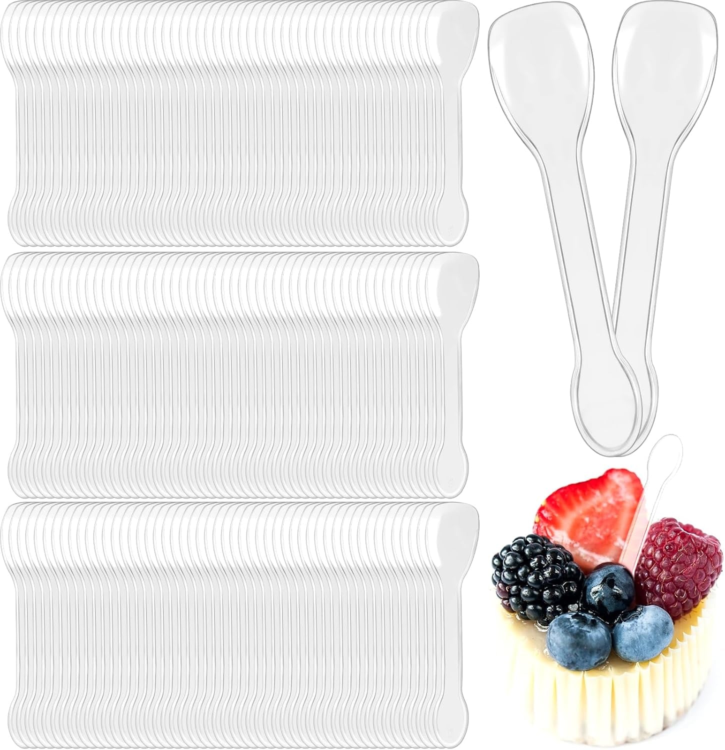 1000 Pcs Mini Clear Dessert Spoons Bulk Disposable Plastic Appetizer Spoons for Miniature Dessert Cups Sampling Summer Tasting Party Small Catering Supplies,3.9 × 0.9 Inch