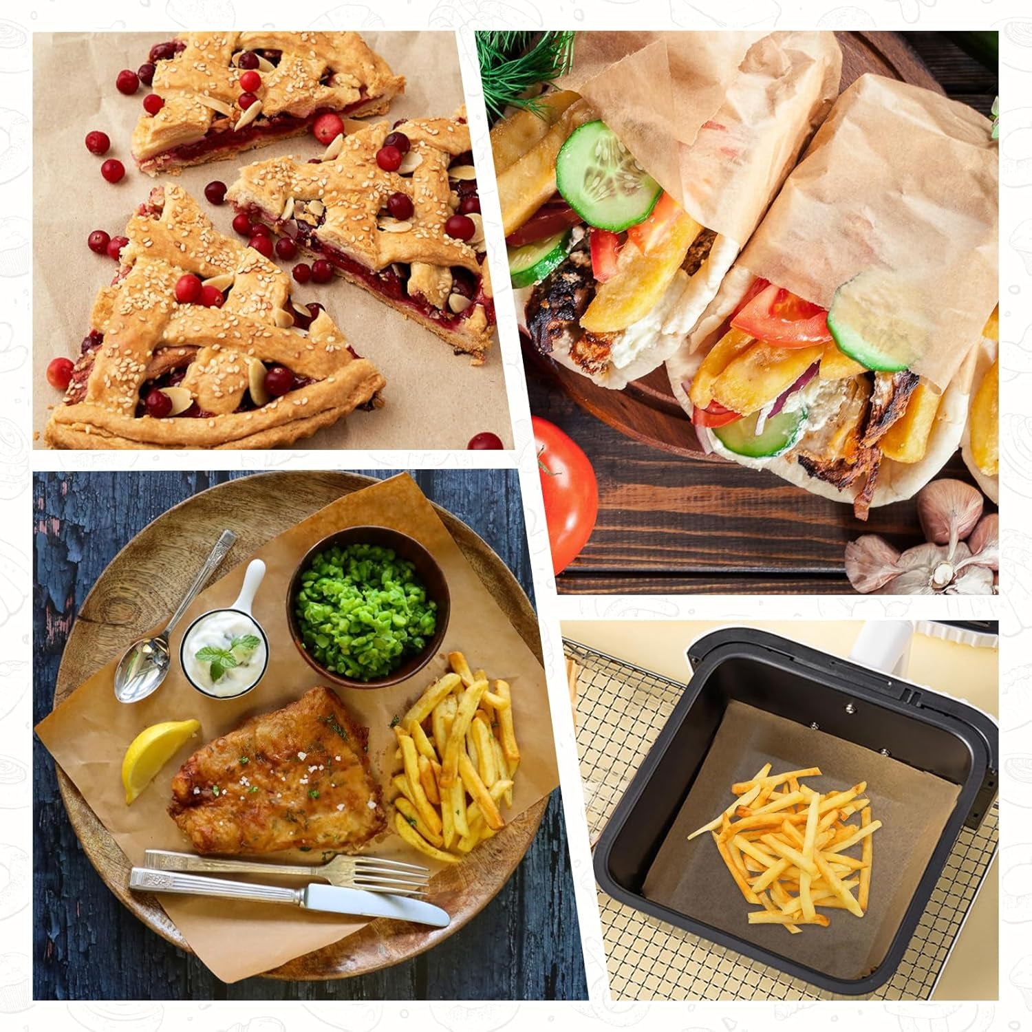 110 Pcs Brown Unbleached Parchment Paper, 10.7 X 13.6In, Precut Baking Paper for Cookies, Bread, Pizza