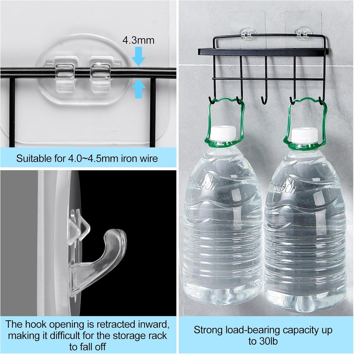 15 Pack Shower Caddy Adhesive Replacement, Shower Shelf Adhesive No Drilling, Adhesive Hooks for Showe Caddy, Soap Holder, and Kitchen Racks