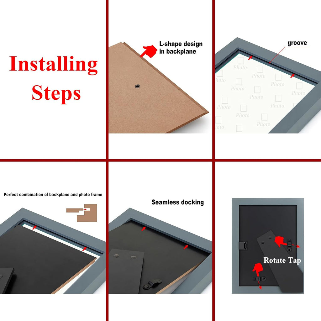 11X14 Inch Picture Frame Made of Solid Wood and High Definition Glass Display Pictures 8X10 with Mat or 11X14 without Mat for Table Top Display and Wall Mounting Photo Frame with Stand Black