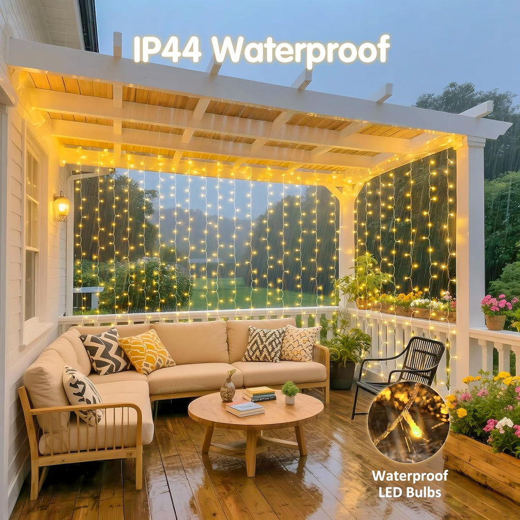 200 LED Christmas Curtain Lights for Bedroom, Warm White Hanging Curtain String Lights Indoor, USB Plug in Christmas Twinkle Lights with Remote for Wall Backdrop Wedding Party Decor