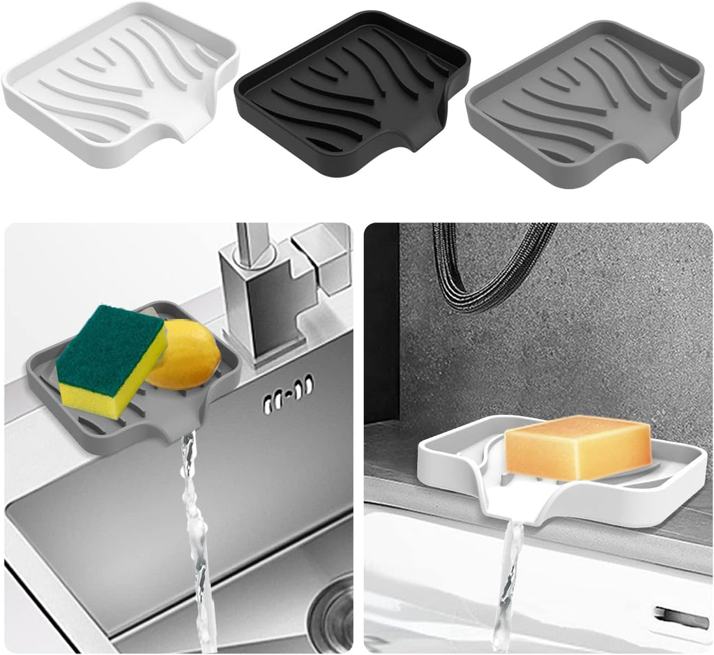 3 Pack Bar Soap Holder, Soap Dish for Shower, Easy to Clean, Soft Silicone Soap Holder, Self Draining Waterfall Soap Holder/Tray/Saver for Bathroom, Kitchen, Bathtub, Keep Soap Dry, Extend Soap Life