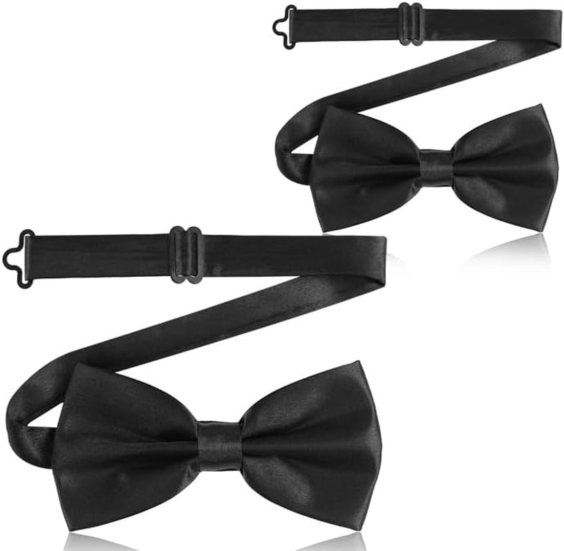 2PCS Bow Ties for Men, Adjustable Black Bow Tie, Classic Bow Tie for Weddings, Banquets, Bands, Graduations, Christmas, Celebrations and Any Other Formal Occasions