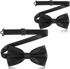 2PCS Bow Ties for Men, Adjustable Black Bow Tie, Classic Bow Tie for Weddings, Banquets, Bands, Graduations, Christmas, Celebrations and Any Other Formal Occasions
