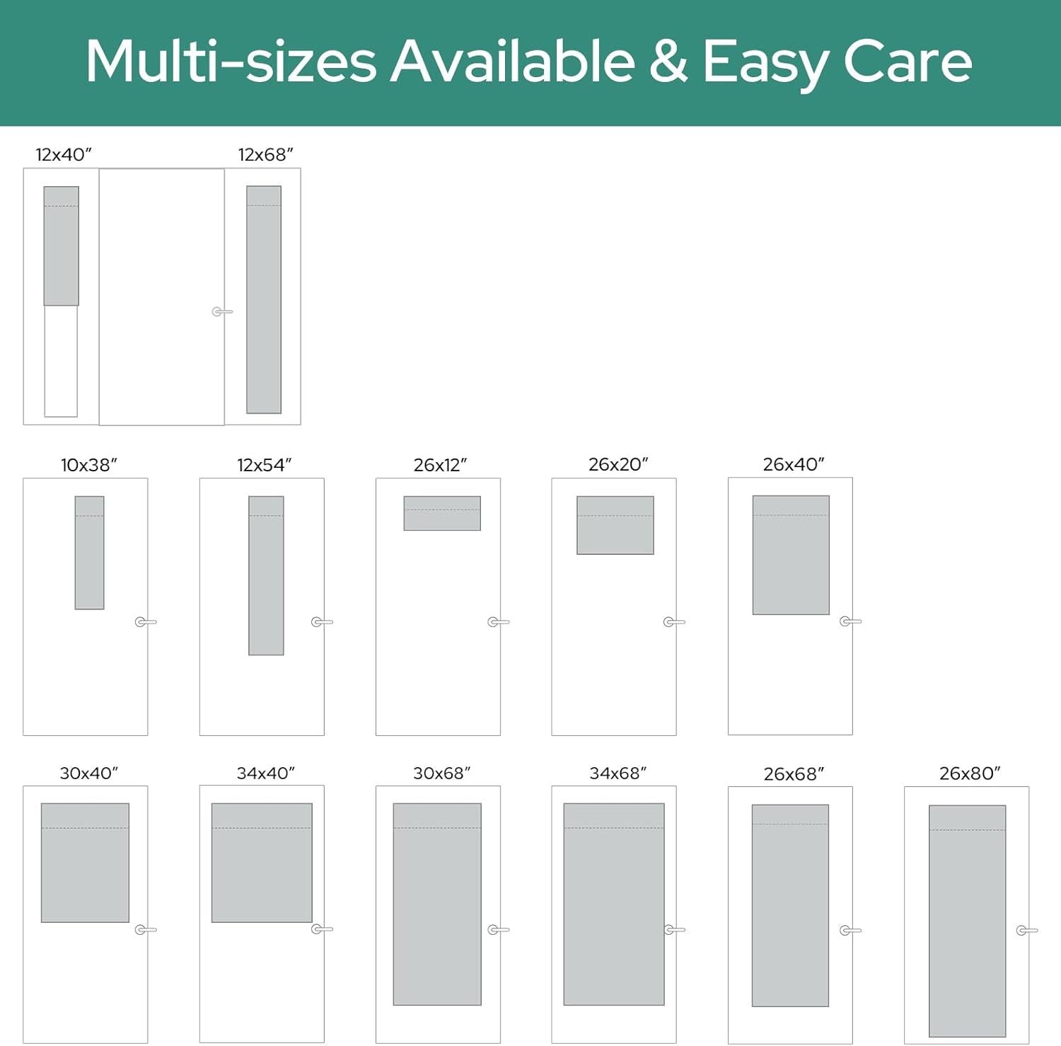 100% Blackout French Door Curtains, Privacy Door Curtains for Window, 26 X 40 Inch Room Darkening Blinds, Thermal Insulated Window Shades for Bedroom, 1 Panel, Light Grey