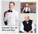 2PCS Bow Ties for Men, Adjustable Black Bow Tie, Classic Bow Tie for Weddings, Banquets, Bands, Graduations, Christmas, Celebrations and Any Other Formal Occasions