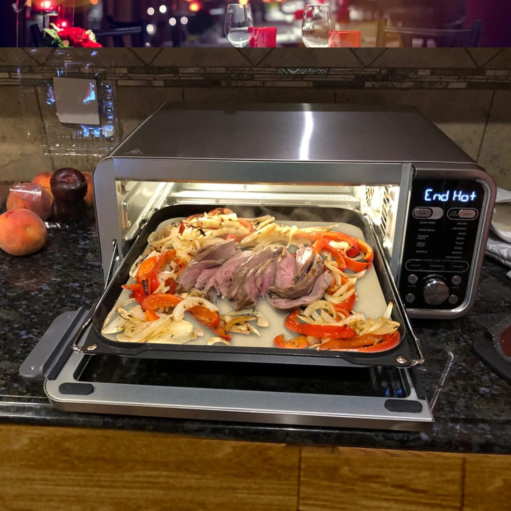 12 Inch Air Fryer Parchment Paper Squares with 4 PCS Black Non-Stick Reusable Grilling Mat for Ninja Foodi Flip SP101/SP201/SP301/SP351, Cuisinart Toaster Oven, Microwave