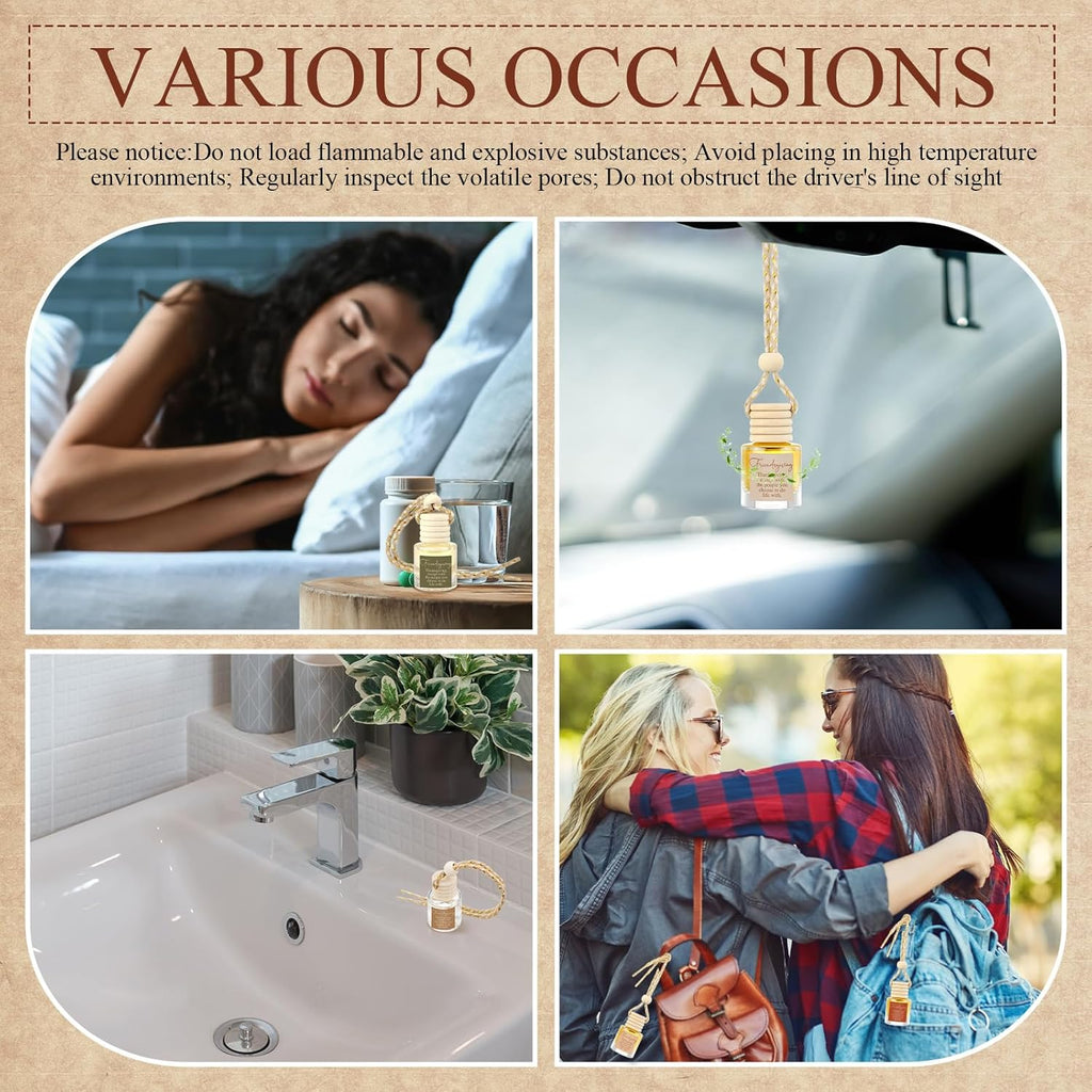 10 Set Friendsgiving Gifts Party Favor Thanksgiving Christmas Hanging Empty Car Air Fresheners Diffuser Bottle 8Ml Bulk for Essential Oil Coworker Office Employee Appreciation Gift