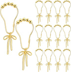 12 Pcs Gold Bow Knot Shower Curtain Hooks Rustproof Metal Decorative Bow Knot Shower Hangers Bulk Glide Curtain Rings for Bathroom Bedroom Living Room Decor