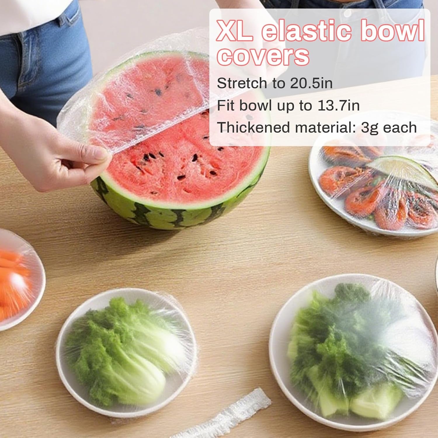 100 Bowl Covers Bread Proofing - Extra Large Plastic Wrap for Food Sourdough Bread Baking Rising Elastic Reusable Plate Covers Outdoor Food Fresh Keeping Bags Shower Cap Hair Deep Conditioning