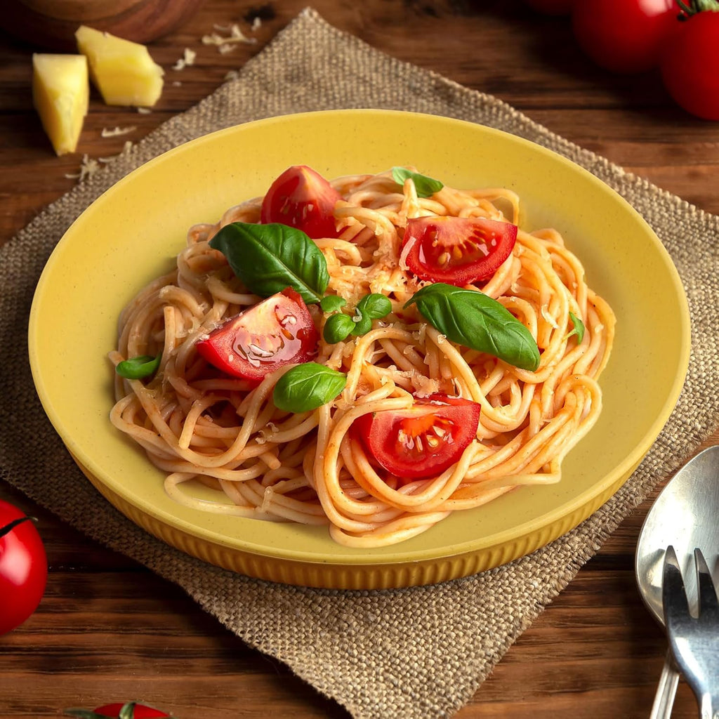 12 PCS Plastic Wheat Straw Plates, 9 Inch Unbreakable Kids Plate Deep Dinner Plates- Microwave and Dishwasher Safe Plate for RV, Traveling, Camper, Picnics, 8 Colors