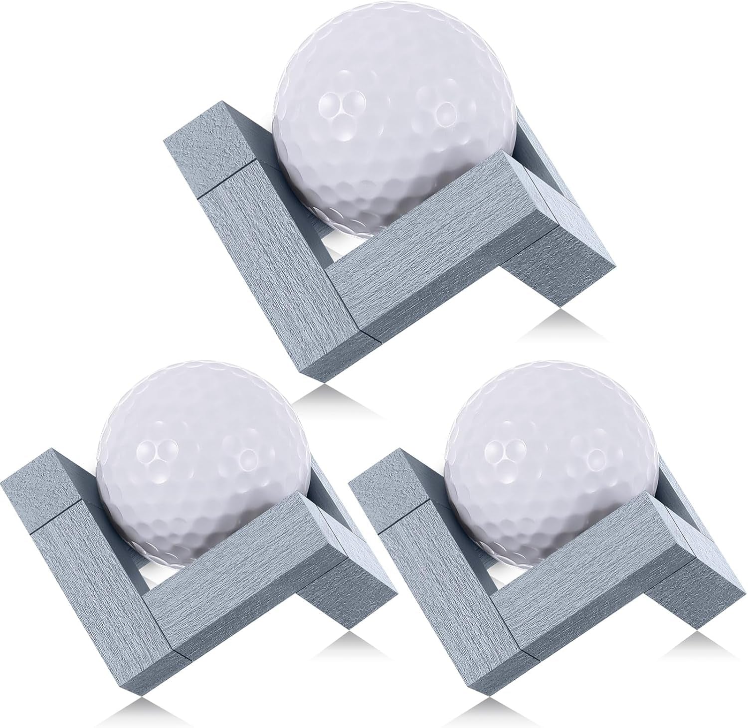 3 Pack Golf Ball Display Stand 1.97 Inch Wooden Golfball Display Case Grey Baseball Rack Holder for Souvenir Collections Tabletop Decor Men Golf Enthusiasts