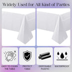 1 Piece White Rectangle Tablecloth, Thick & Durable Waterproof Plastic Table Cloth, 54X108 Inch Heavy-Duty Surface Protector, Stain Resistant Table Cover for Dining/Party/Buffet/Wedding