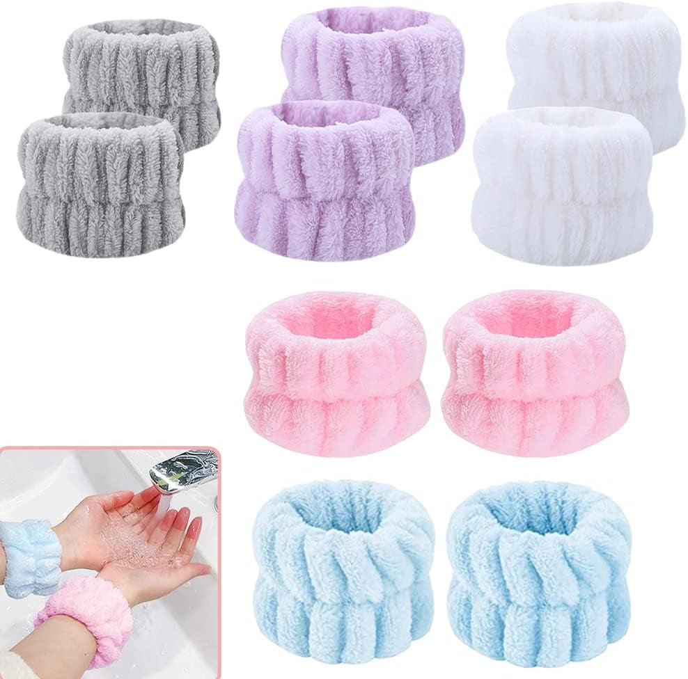 10 Pack Wrist Towels for Washing Face to Prevent the Water Drop down from Arm,Microfiber Face Washing Wristbands（Pink,Blue,Gray,Purple,White