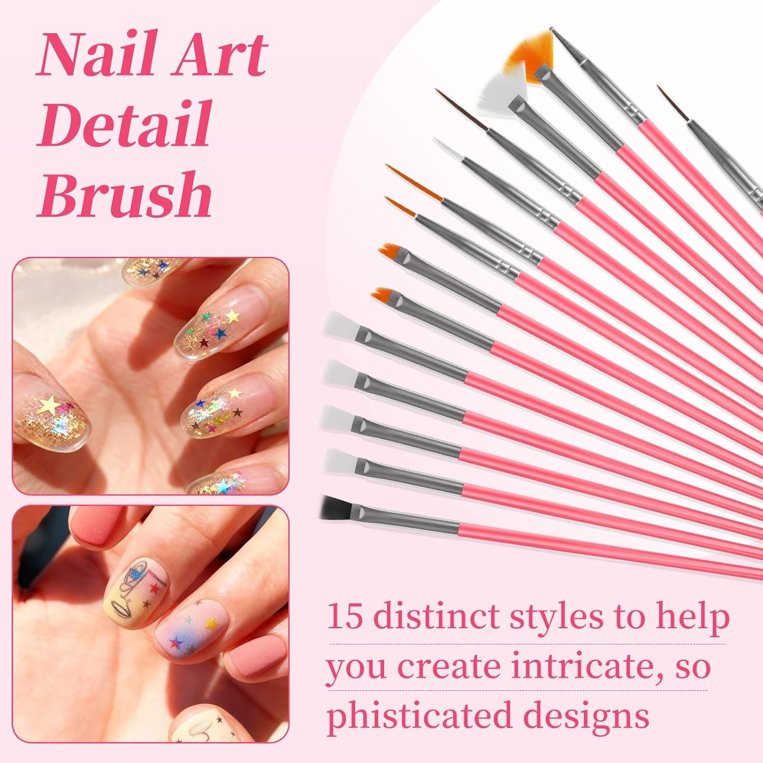 25PCS Nail Art Tools Set, Includes Nail Art Brushes, Nail Stand, Dotting Tools, Striping Liner Fingernail Drawing Pens, Jelly Glue, Tweezers, Sequins, Professional Nail Art Supplies Kit