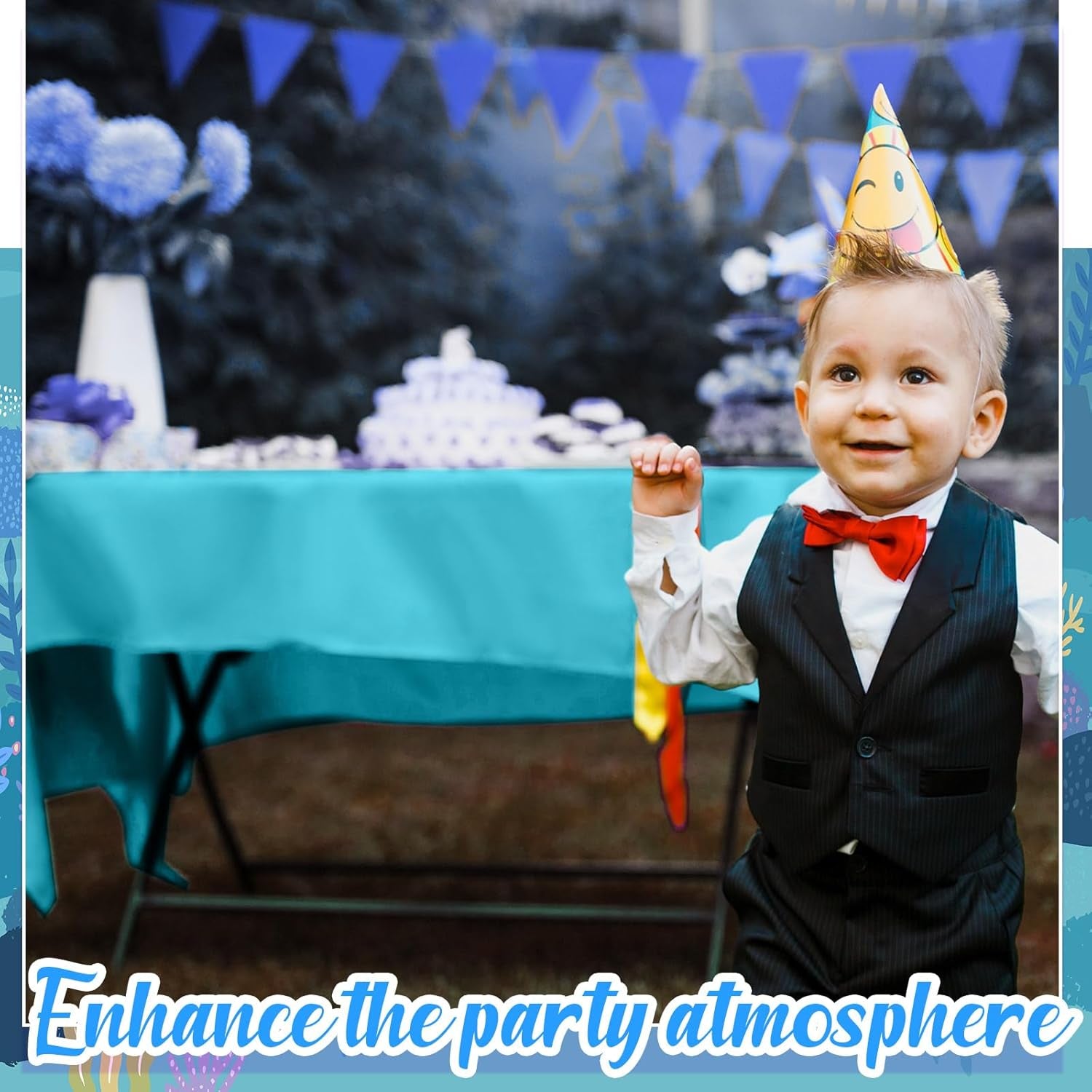 12 Pcs Blue Tablecloth Disposable Winter Gradient Blue Plastic Table Cloth 54'' X 108'' Rectangle Table Cover Waterproof Ocean Tablecloth for Baby Shower Sea Party Birthday Decor