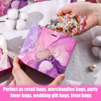 24PCS Thank You Gift Bags, 4.5X3.9X1.8Inches Mini Party Favor Bags Purple Treat Boxes with Bow Ribbon for Wedding Bridal Baby Shower Birthday Party