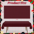 1 Pack Red Striped Gingham Tablecloths, 54 X 108 Inch Disposable Plastic Rectangle Table Covers, Waterproof Red and Black Checkered Table Cloths for Picnic, Birthday, Party, Outdoor Events