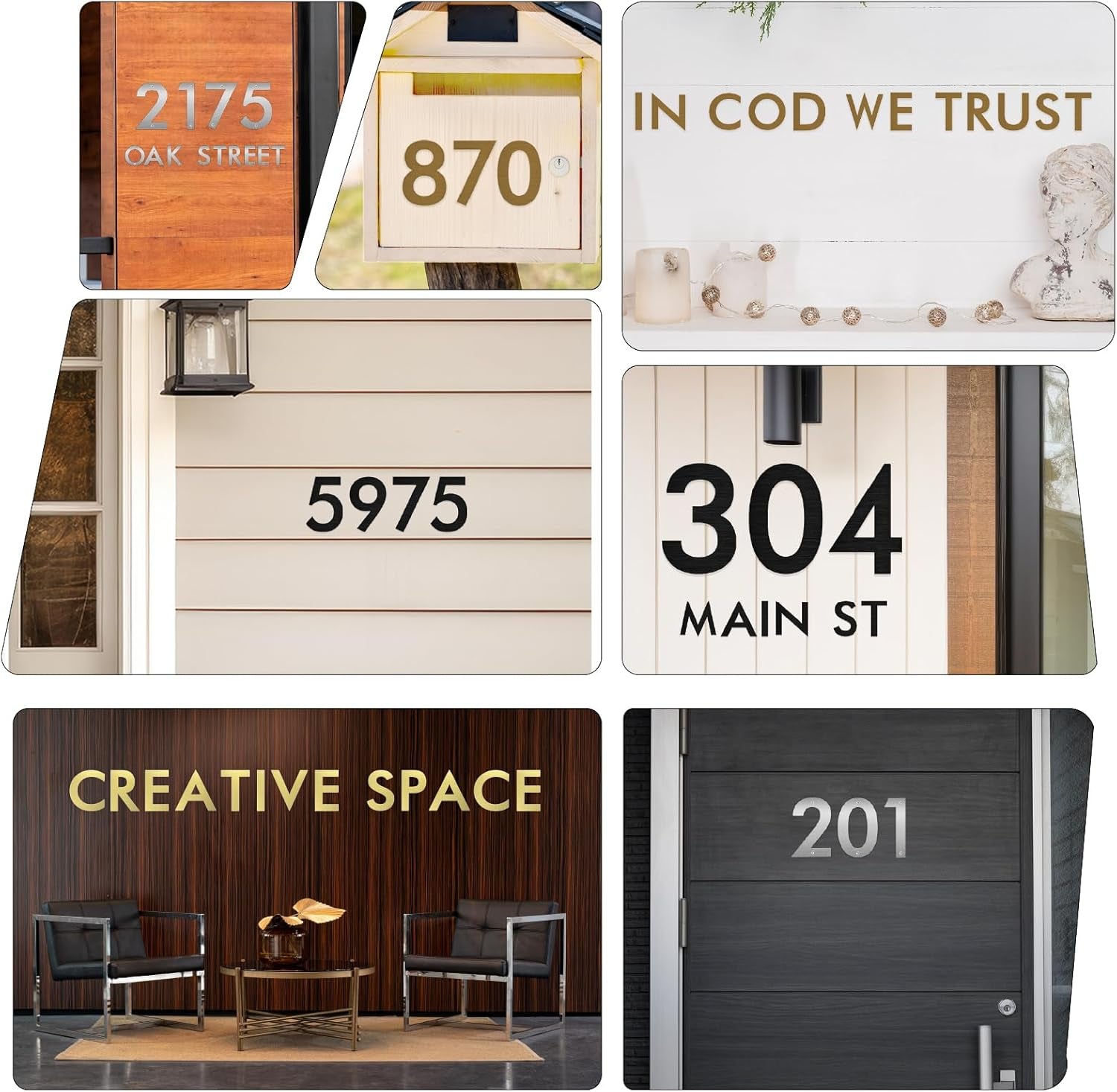 2.5 Inch Stainless Steel Floating Door Numbers and Metal Letters – Modern Black Metal House and Mailbox Numbers, Sleek House Address Plaques for Home, Apartment, and Garden Decor (U）