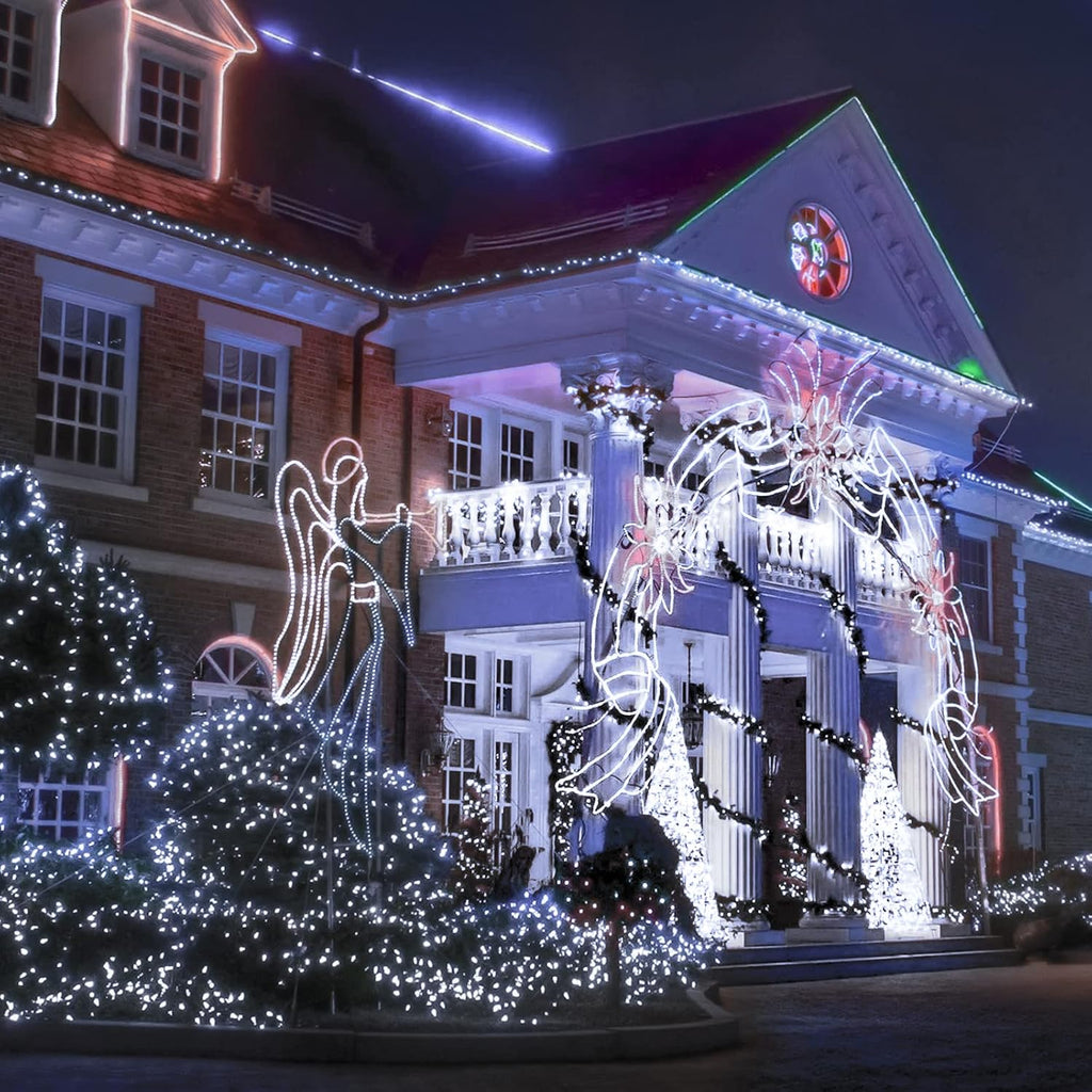 200 LED White Christmas Lights Outdoor, 66Ft Christmas Tree Lights Green Wire, 8 Modes Waterproof Twinkle String Lights Plug in for Xmas Wedding Party Indoor Decoration