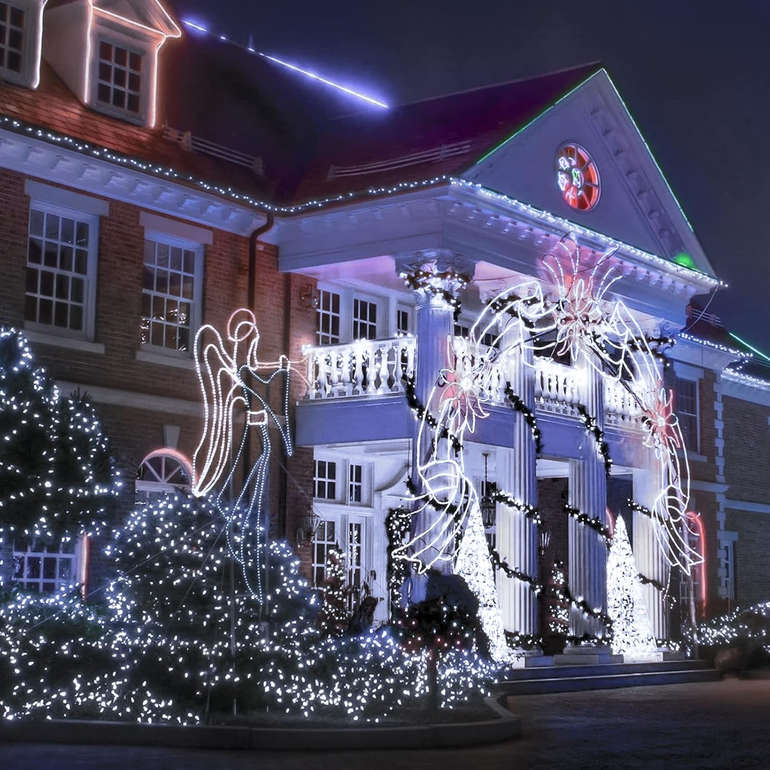 200 LED White Christmas Lights Outdoor, 66Ft Christmas Tree Lights Green Wire, 8 Modes Waterproof Twinkle String Lights Plug in for Xmas Wedding Party Indoor Decoration