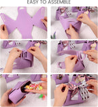 10PCS Mini Gift Boxes, Purple PU Leather Party Favor Bags with Handle for Wedding Bridal Shower Birthday Party Decoration, 4.7"X2"X5.1"