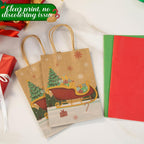 12 Pack Christmas Treat Bags with Tissue Paper, Kraft Paper Gift Bags with Handle for Christmas Party Favors Gift Exchange