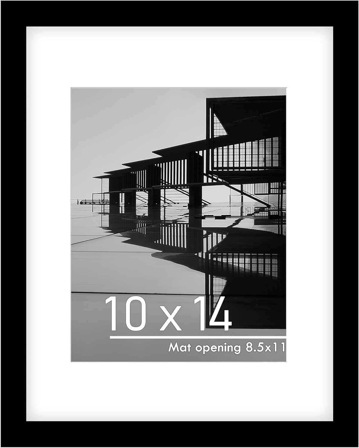 10X14 Picture Frame, Display Pictures 8 X 12 with Mat or 10 X 14 without Mat for Wall Mounting Display, Photo Frames, Black.
