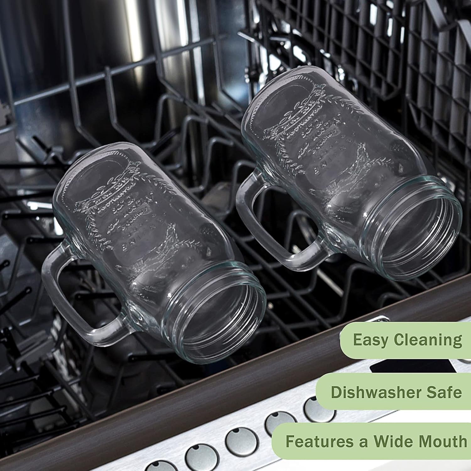 2 Pack 24Oz Mason Jar Cups with Lids and Straws, Mason Jars with Handle, Mason Jar Drinking Glasses with Lid and Straw, Mason Jar Mugs