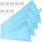 16 Pcs Reusable Pastry Piping Bags Silicone Icing Bags with 8 Coupler for Icing Frosting Decorate Cake, (10,12,14,16 Inch)