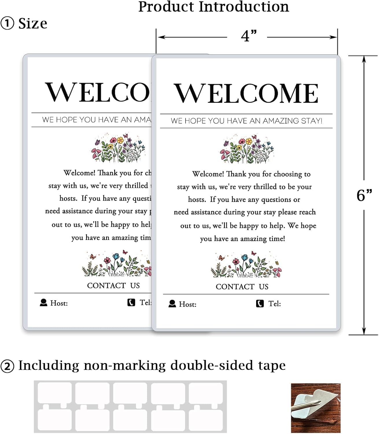 2 Pack Welcome Sign for Air Bnb Hosts, Feedback Supplies for Vacation Rental Guest Rooms, Air Bnb Essential VRBO Short-Term Rentals Executive Suites, Hotels(4" X 6")
