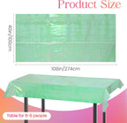 2 Pieces Green Iridescence Tablecloth - 40 X 108“ Disposable Shiny Laser Table Cloth - Glitter Plastic Tablecloths - Holographic Iridescent Table Cover for Party Decoration, Wedding and Banquet