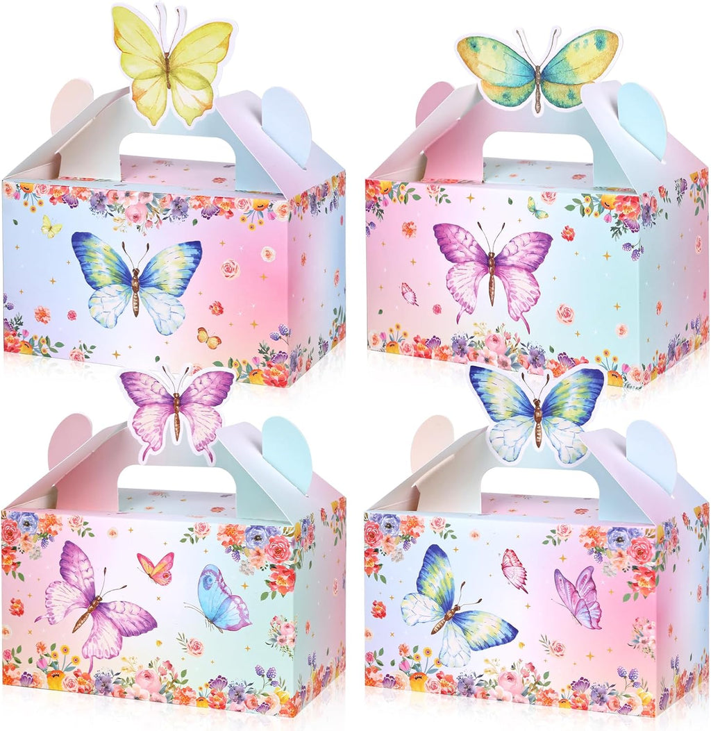 12PCS Butterfly Party Favor Boxes, Goodie Gable Treat Box Paper Candy Containers for Birthday Baby Shower Wedding Party