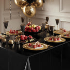 1 Piece Black Foil Tablecloth 54 * 72Inch Birthday Graduation Halloween Party Table Cloths Plastic Waterproof Disposable Table Cover for Halloween Neon Anniversary Party Supplies