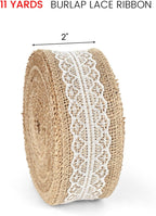 11Yard Jute-Burlap Ribbon Roll, Rustic Brown Natural Lace Trim for Gift Wrapping, Wreath Making, DIY Crafts & Farmhouse Home Decor